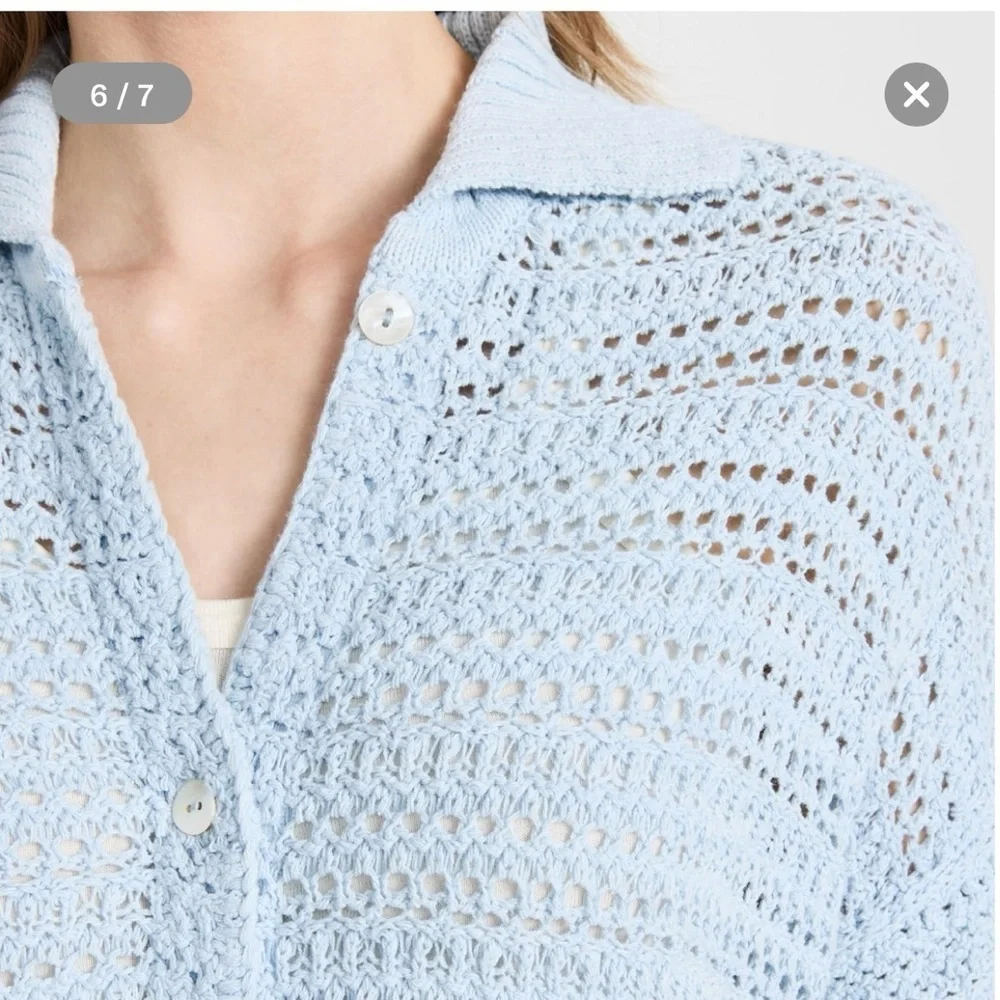 Free People Alicia blue ombre crochet sweater